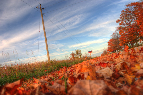 Rural Countryside Landscape with Autumn Foliage, North America