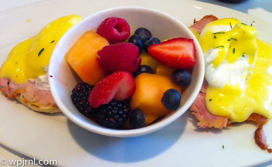 Classic Eggs Benedict with Fresh Fruit Bowl