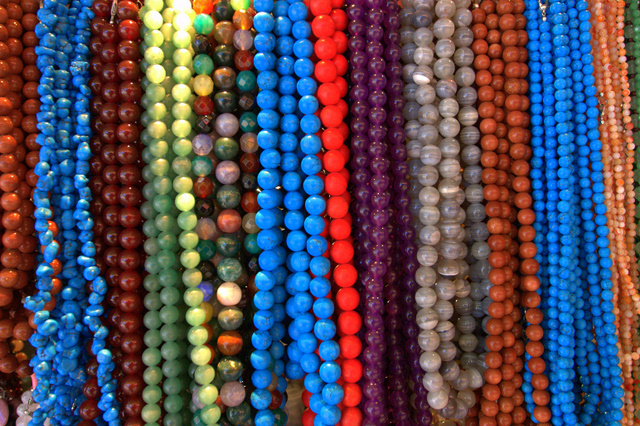 Colorful Beaded Necklaces at Otavalo Craft Market, Ecuador