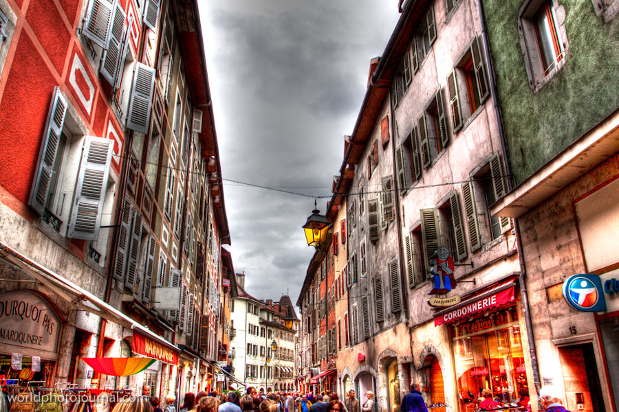 Downtown Annecy Old Town Street, French Alps France