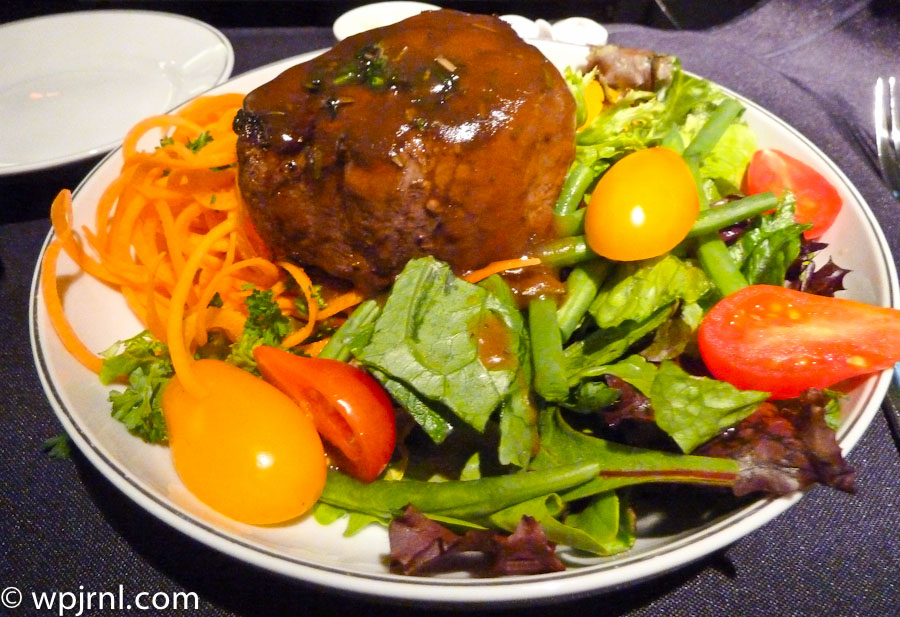 Glazed Meatball with Fresh Garden Salad and Roasted Vegetables