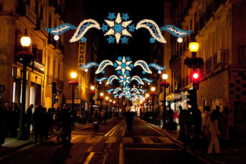 Gran Vía Street Christmas Decorations, Granada Spain
