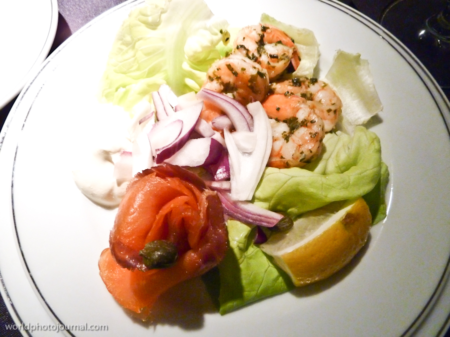 Grilled Shrimp Skewer with Fresh Vegetables and Lemon