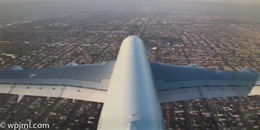 Qantas Airbus A380 Flying Over Los Angeles, California USA