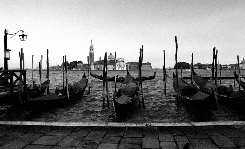 Gondolas at San Marco Basin with San Giorgio Maggiore View, Venice Italy